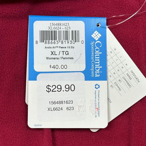 Columbia Arctic Air Jacket Women’s Extra Large Red Pink Fleece 1/4 Zip - Picture 8 of 10